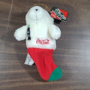 Coca-Cola Polar Bear with Red and Green Stocking